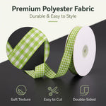 HASTHIP Sage Green Gingham Ribbon Set for Crafts, Gifts and Decorative Wrapping in Polyester