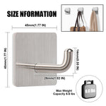 HASTHIP® Self Adhesive Wall Hooks Pack of 8, Heavy Duty 6.6lbs Stainless Steel Hooks, Rust-Proof Multipurpose Hooks for Bathroom, Kitchen, Bedroom & Office, Easy Installation, No Drilling Required