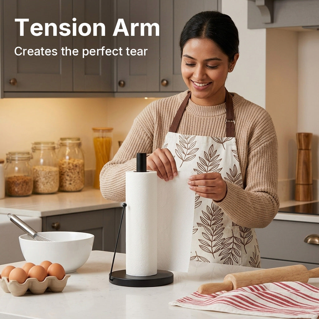 HASTHIP Paper Towel Holder with Anti-Roll Arm and Weighted Base for Countertop Use