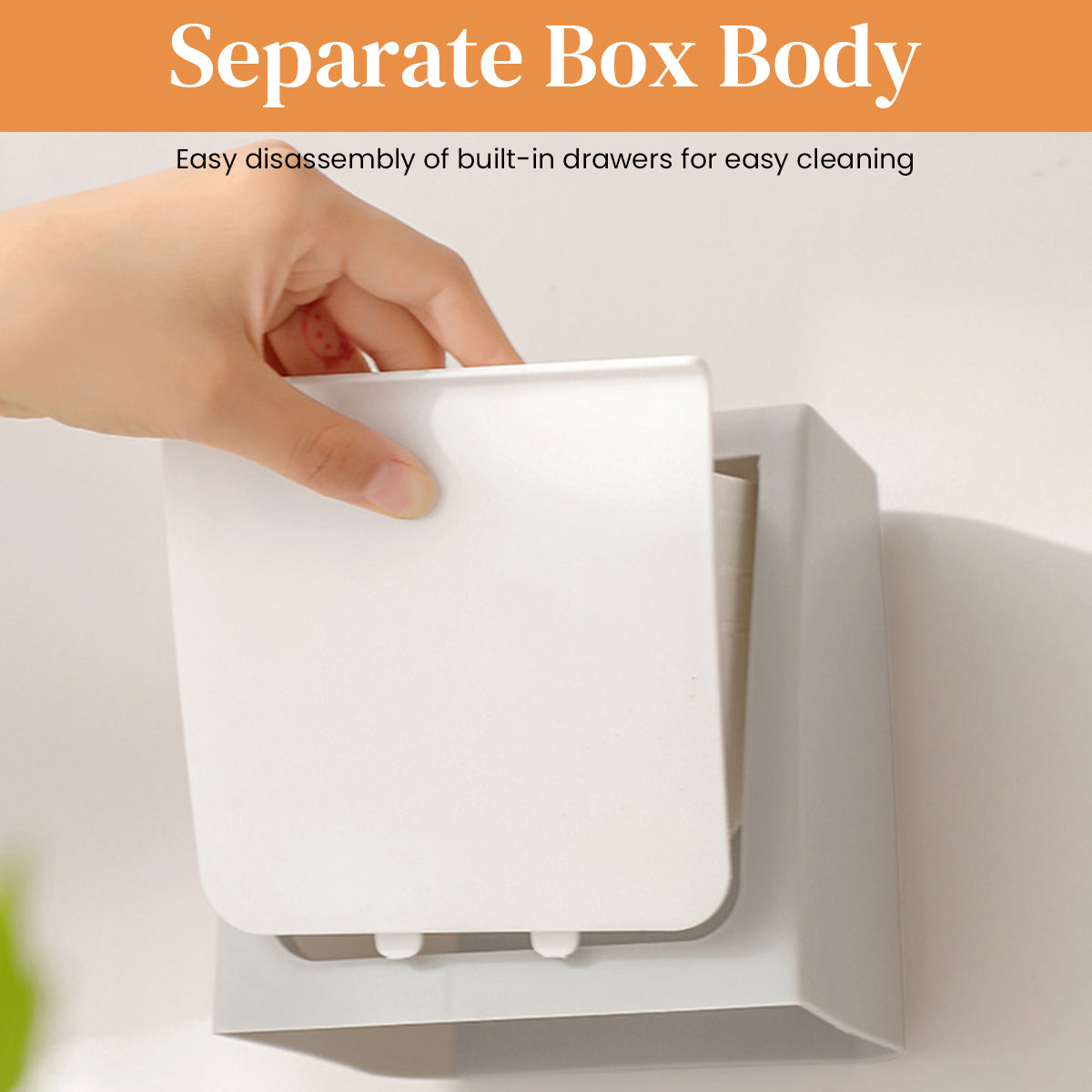 HASTHIP® Sanitary Pads Storage Box for Toilet Wall Pull-Out Utility Storage Box for 25-30Pcs Sanitary Pads, Cotton Swabs, Small Gadgets, 11.5cmx11.5cmx19.5cm