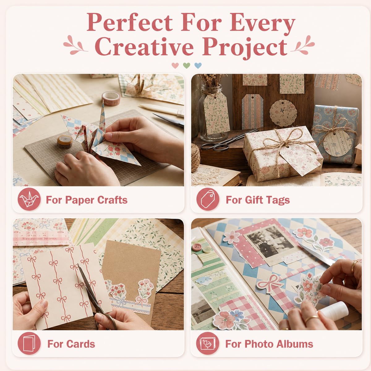 HASTHIP 60-Sheet Double-Sided Floral Scrapbook Paper for Journals, Cards and DIY Crafts