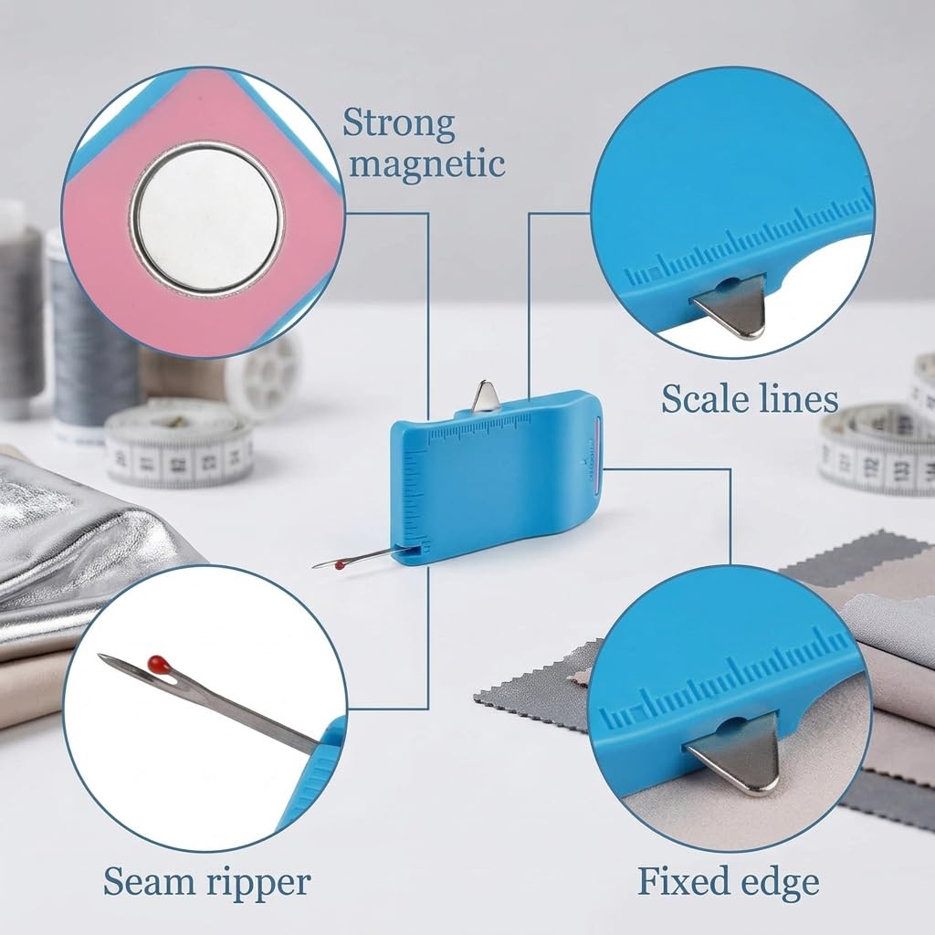 HASTHIP Magnetic Sewing Machine Seam Guide with Dual Scale and Retractable Seam Ripper