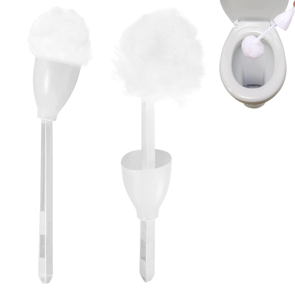 HASTHIP Toilet Brush Set for Bathroom Cleaning with Attached Sanitary Cone | 2 Pack 14 in White