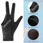 HASTHIP® 1Pc Snooker Glove, Billiard Gloves Left Hand Full Finger 3-Finger, Anti-Slip Patch Design, Breathable Fabric, Unisex, Smooth Striking Performance, Black