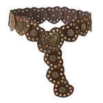 HASTHIP® Cinturón de Mujer Marrón Estilo Occidental, Cinturón Ancho Bohemio para Vestido, Correa Vaquera para Cowgirl y Cowboy, Moda Country