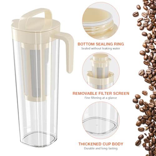 HASTHIP® 1100ml Cold Brew Glass Jar with Handle Portable Cold Brew Coffee Cup Food-grade PP Cold Brew Iced Coffee Maker with Filter Cold Brew Iced Coffee Maker