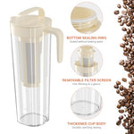 HASTHIP® 1100ml Cold Brew Glass Jar with Handle Portable Cold Brew Coffee Cup Food-grade PP Cold Brew Iced Coffee Maker with Filter Cold Brew Iced Coffee Maker