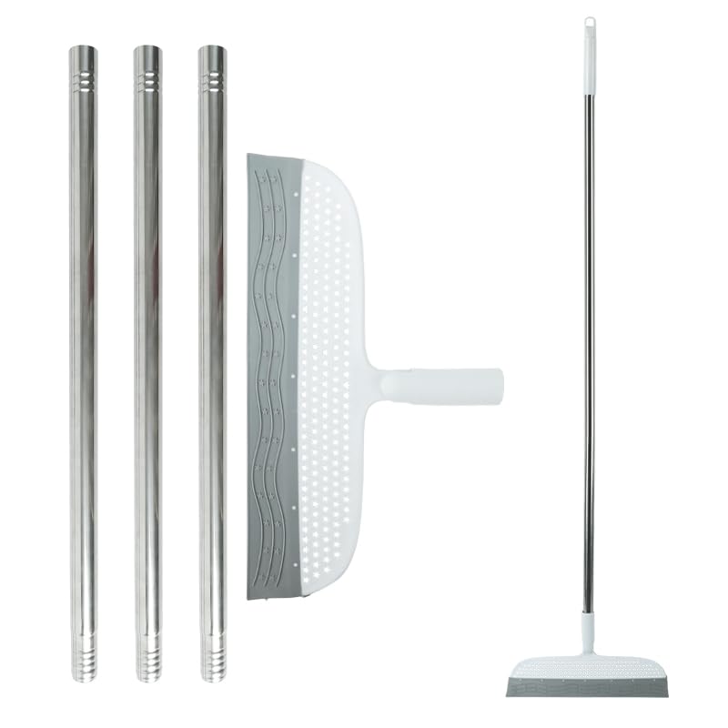 HASTHIP Magic Broom Sweeper for Floor Cleaning with 51.14 in Handle & 180° Swivel Head | Silicone Blade for Bathroom and Kitchen
