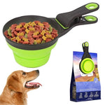 HASTHIP® Silicone Dog Food Scoop, 237ml Foldable Bowl Collapsible Scoop with Sealing Clip for Cat Dog, Portable Pet Food Scoop Feeding Scoop Food-Grade Materials Dog Food Bowl