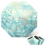 HASTHIP® Travel Umbrella for Sun & Rain, UPF 50+ UV Protection, Compact Folding Windproof Parasol with Golden Curved Handle, Stylish Floral Print, Lightweight Large Canopy for Women & Girls