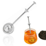 HASTHIP® Ball Strainer Tea Infuser with Push Handle,304 Stainless Steel Mesh Tea Ball,Perforated Spherical Loose Leaf Steeper Fine Mesh Strainer for Herbal Spice Coffee 2-Inch Diameter