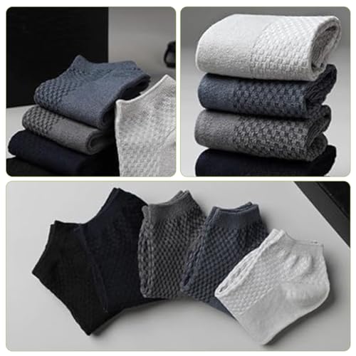 HASTHIP® 5Pairs Men's Ankle Socks, Bamboo Sock Breathable Sock Quarter Thin Ankle High Sock Comfort Cool soft Sock Arch Support for Men