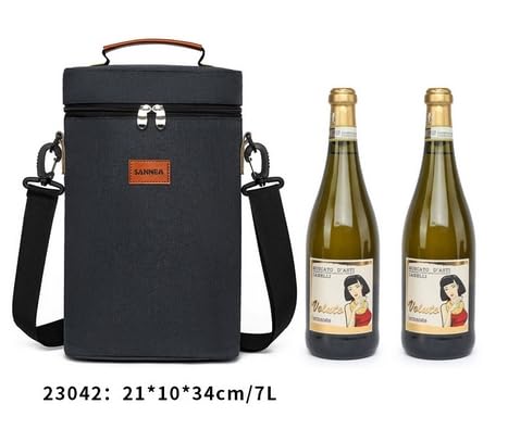 HASTHIP® 2 Bottle Wine Bag,Insulated Leakproof Wine Carrier Tote with Handle,Portable Reusable Bottle Holder for Travel Picnic Parties Gift Fits 2 Bottles