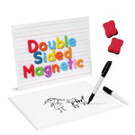 HASTHIP® 2Pcs Magnetic Small White Board Cards - 30x23cm Double Sided Lined & Blank, Dry Erase Writing Boards with Sponge Eraser & Storage Bag for Kids, Students, School & Home Learning