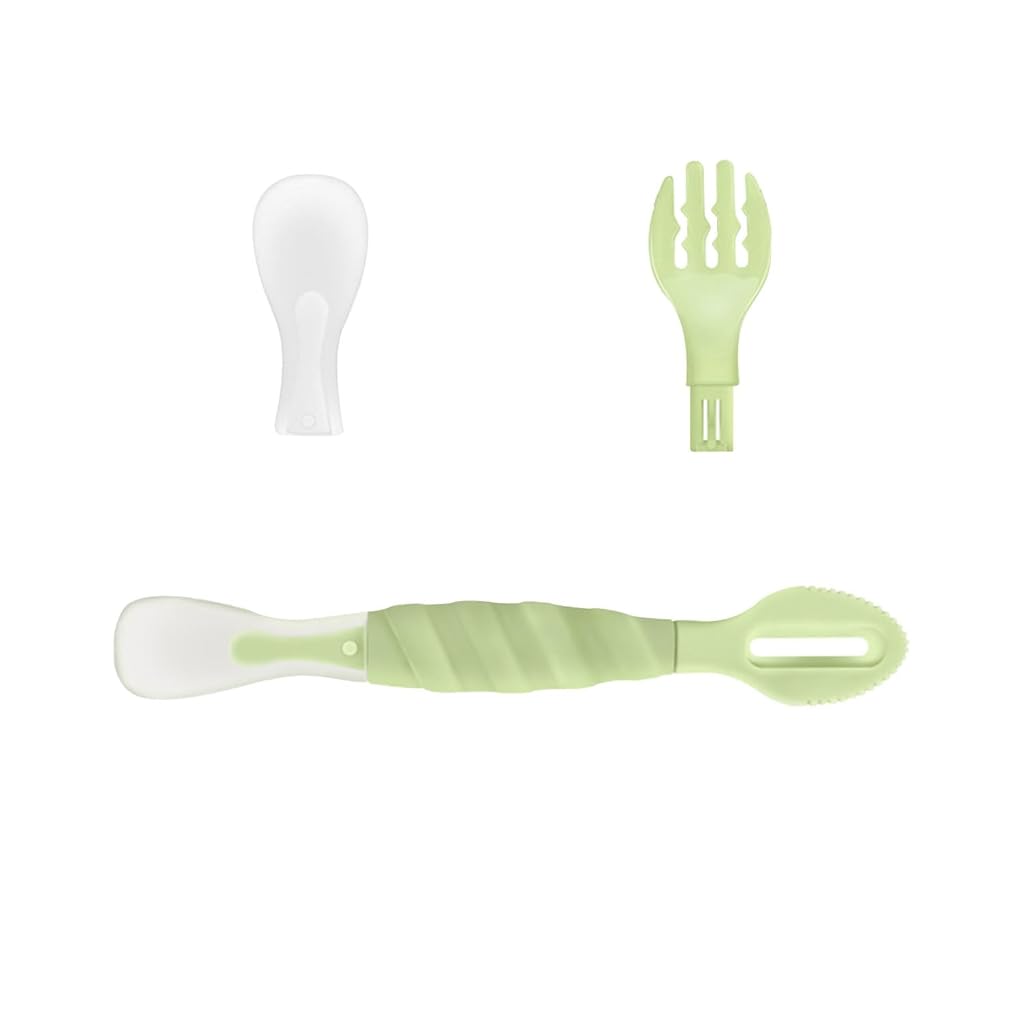 HASTHIP® BrandName 3-in-1 Silicone Baby Feeding Set, Food Feeder Spoon, Puree & Fruit Feeder, Soft BPA Free Food Grade Fork & Spoon with Case, Infant Tableware
