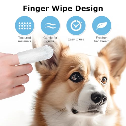 HASTHIP® 50 Pcs Pet Wet Wipes, Disposable Pet Cleaning Finger Cover Cot Wipes Dog Cat Ear Cleaning Cover Finger Wet Wipes, Non-Woven Ear Cleaning Wet Wipes Protecting Cat Dog Ear Health