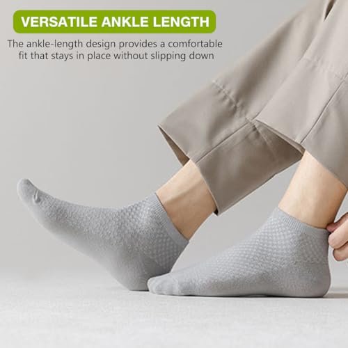 HASTHIP® 5Pairs Men's Ankle Socks, Bamboo Sock Breathable Sock Quarter Thin Ankle High Sock Comfort Cool soft Sock Arch Support for Men