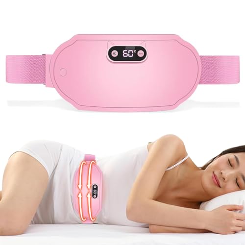 HASTHIP® Your Brand Electric Cordless Heating Pad for Back Pain Relief, Period Cramps, Belly Warmer, 6 Heat Levels & 6 Massage Modes, Auto Shut Off, Portable Rechargeable Menstrual Heating Pad Gift