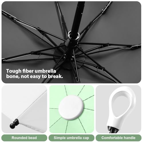 HASTHIP® Compact UV Umbrella UPF 50+ Sun & Rain Protection, 5-Fold Capsule Travel Umbrella with Windproof 8 Ribs, Lightweight Small Portable Parasol for Women Men Kids (Gradient Green)