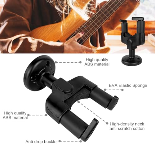 HASTHIP® Guitar Wall Mount Hanger Screw Fixed Wall Guitar Holder Instruments Mount Hanger Stand EVA Padded Liner Design Non-scratch Universal Accessories