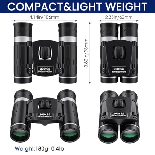HASTHIP® Mini Binoculars for Adult & Kids Compact High-Powered HD Vision Pocket Telescope for Outdoor Travel Stargazing Concerts Sports (200x25)
