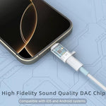 HASTHIP® Lightning to USB-C Earphone Adapter with Lanyard Holes, Type-C Male to Lightning Female Audio Converter, Aluminum Alloy, Supports Hands-Free Call & Volume Control, Compatible with iPhone