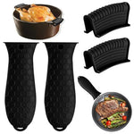 HASTHIP® Cast Iron Fry Pan Silicone Pan Handle Covers - 4 Pack Skillet Handle Cover Pot Handle Holder Sleeve, Non-Slip Heat Resistant Removable Potholder for Metal Frying Pans Cookware Handles
