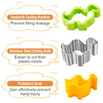 HASTHIP® 44PCS Kid Sandwich Cutter and Sealer Set with Cute Vegetable Molds Cartoon Fruit Fork DIY Homemade Bread Maker Shapes for Kids with Cleaning Brush