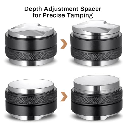 HASTHIP® Coffee Tamper 53mm Dual Head Espresso Leveler,Adjustable Depth Stainless Steel Coffee Press,Double Sided Barista Accessories Compatible with 53mm Portafilter