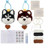 HASTHIP® DIY Punch Needle Embroidery Kit for Beginners, Cartoon Dog Bag Charm Craft Set, Handmade Keychain Accessory with Silicone Loops, Stylish DIY Gift for Backpacks and Bags