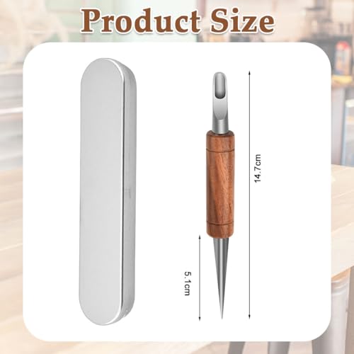 HASTHIP® Dual-ended Latte Art Pen, Stainless Steel Etching Tool with Wooden Handle, Needle & Round Tip Design for Coffee Drawing, Barista Art Tool for Cappuccino and Espresso Decor