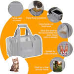 HASTHIP® Cat Carrier Bag, Breathable Cat Bag Mesh Pet Carrier, Multifunctional Folding Pet Carrier with Food Box & Handle & Shoulder Strap (43X30X28cm)