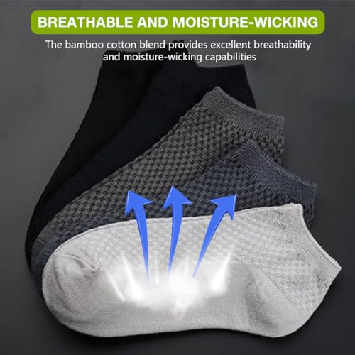 HASTHIP® 5Pairs Men's Ankle Socks, Bamboo Sock Breathable Sock Quarter Thin Ankle High Sock Comfort Cool soft Sock Arch Support for Men