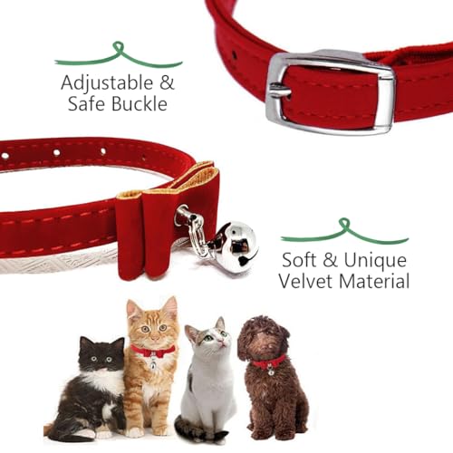 HASTHIP® Cat Collar, Adjustable Cat Belt, Strong Breakaway Buckle Cat Collar with Bell, Velvet Neck