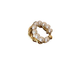 HASTHIP® Pendientes de Clip Trenzados con Perlas sin Perforación, Aros Abiertos Dorados Hipoalergénicos para Mujer, Cuffs Ajustables Ligeros, Joyería Minimalista Moderna Regalo Elegante