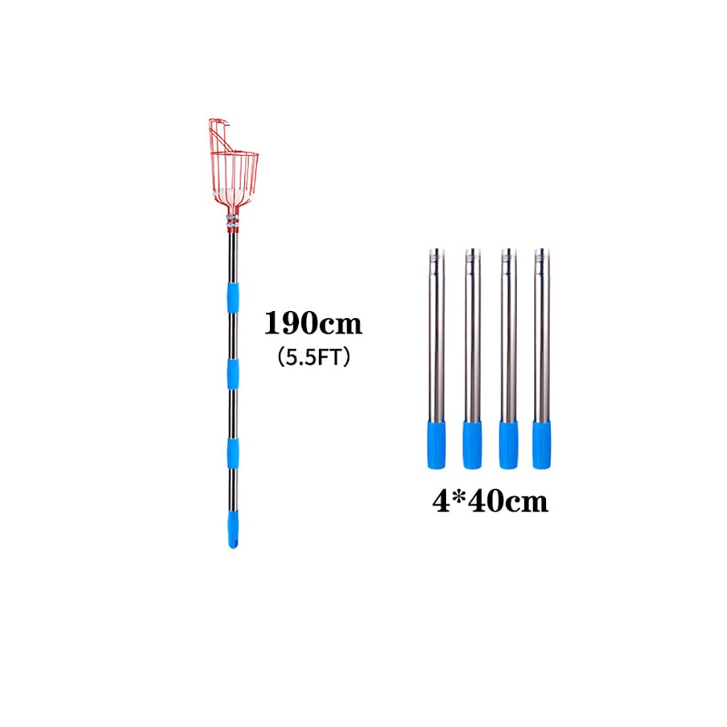 190cm Fruit Picker with Basket and Telescopic Pole, Fruit Plucker for Coconut, Mango and More, Easy to Use Fruits Catcher Tree Picker