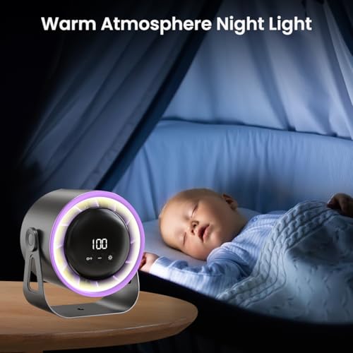 HASTHIP® 6'' Rechargeable Table Fan with Night Light, Stepless Airflow Adjustable Cooling Fan, 360°Manual Flip Desk Fan for Home, Office, Camping, 4000Mah