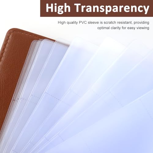 HASTHIP® Business Cards Holder 150 Pockets PU Leather Cover Travel Business Cards Holder Fit for 3.5x2.3 in Cards, Semi-Transparent Pockets, Versatile for Credit and ID Cards