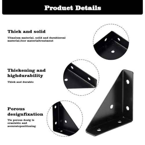 HASTHIP® 4Pcs Corner Braces Angle Brakets Steel L-Brackets 90°C Shelf Support Corner Braces, Triangle Furniture Right-Angle Joints Brackets, Corner Desk Connector for Bed Cabinet (Screws Not Included)