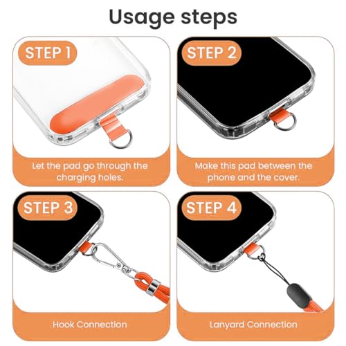 HASTHIP® Phone Neck Strap and Wrist Strap Adjustable Nylon Phone Sling Strap with Attachment Insert Quick Release Phone Strap Phone Shoulder Strap Universal Phone Strap Lanyard, Orange