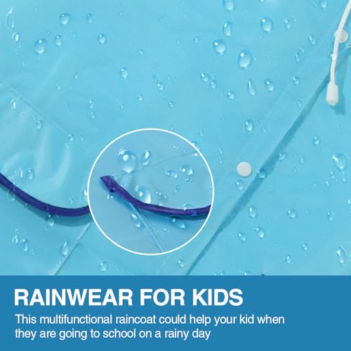 HASTHIP® Raincoat for Kids Boys Girls with Hood, Polyester Rain Ponchos with Pockets, Bright Color Cute Raincoat for 3-7 Years Old Kids
