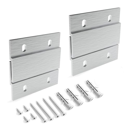 HASTHIP® Cleat Hanger Kit 2 inch 2 Pairs 30lb Z Hanging Heavy Picture Mirror Frame Wall Mounting Bracket Aluminum Hardware Duty Hooks Drywall Clips Large Canvas Painting Headboard Whiteboard-Metallic