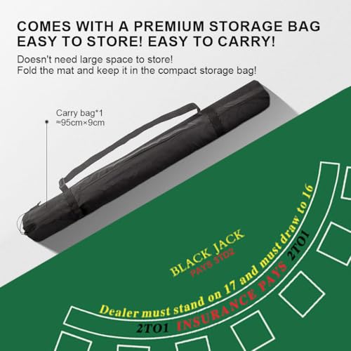 HASTHIP® Blackjack Poker Table Mat 70.8x35.4 inches Standard Green Blackjack Poker Table Mat