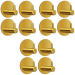 HASTHIP® 12PCS Self Adhesive Wall Hooks Golden Stainless Steel Utility 0.5 Inch Round Rust-Proof Waterproof for Bathroom Kitchen Bedroom Door Back Hanging Bags Hats Towels Keys