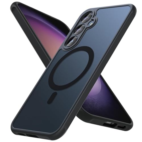 HASTHIP® Phone Case for Samsung Galaxy S23 FE Fashion Slim Phone Cover Support Magnetic Wireless Charging Anti-Scratch Protective Case Shockproof Matte Phone Covers for Galaxy S23 FE Black