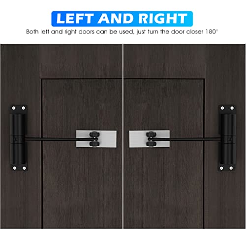 HASTHIP® 3pcs Door Closer,Zinc Alloy Automatic Safety Spring Door Closer,Adjustable Closing Hinge Quiet for Wooden Metal Security Weight Up to 30 Kgs (Black)
