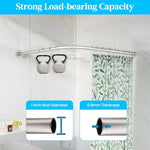 HASTHIP® L-Shaped Shower Curtain Rod 80x110cm, Extendable Stainless Steel Corner Tension Bar, No Drill Rustproof Adjustable Telescopic Shower Rail for Bathroom, Bathtub, Window, Closet