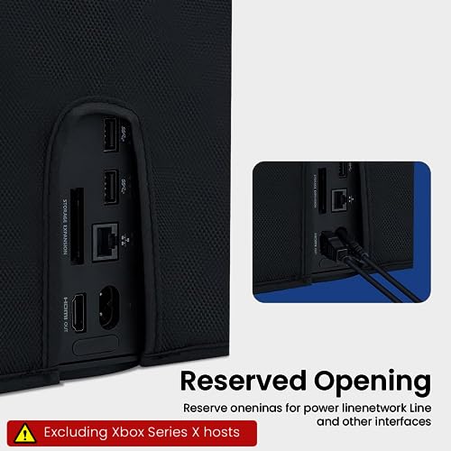 HASTHIP® Dust Cover For Xbox Series X Console, Black Durable Waterproof 1680D Oxford Cloth Dust Proof Cover With USB Port Access, Anti-Scratch & Washable Protective Sleeve For Gamers