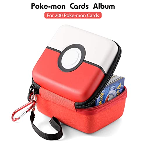 HASTHIP® Poke-mon Binder, 200 Card Holder Album with Zipper, Trading Card Storage Book Organizer, Cartoon Prints Collectible Case, Game Cards Carrying Bag, Gifts for Kids Boys Girls, Red