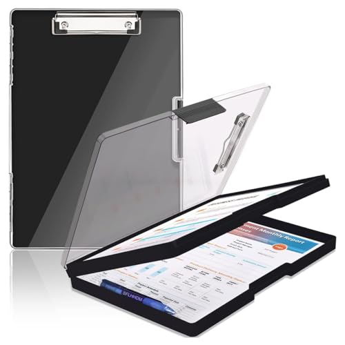 HASTHIP® Large A4 Clipboard File Folder, 2-in-1 Dual-Layer Design, Dry Erase Plastic Nursing Clipboard Box, High Capacity Clipboard Folder for Teacher Coaches, School & Office Supplies